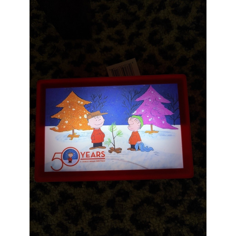 50 Years A Charlie Brown Christmas Lights Up - Tested 4x6 "shimmer Art" CVS New